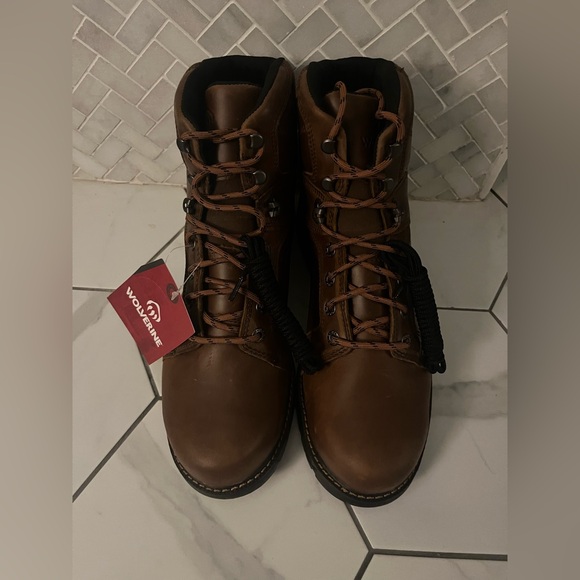 Wolverine Men\'s Tan/Brown Leather Lace-Up Work Boots main image 4